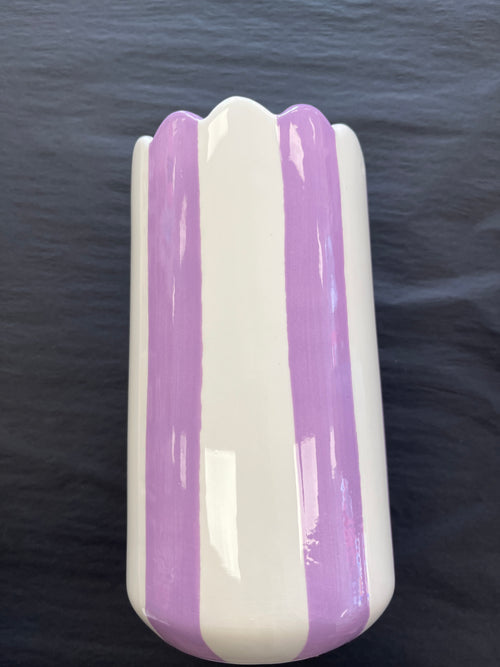 Purple Stripe Scalloped Vase