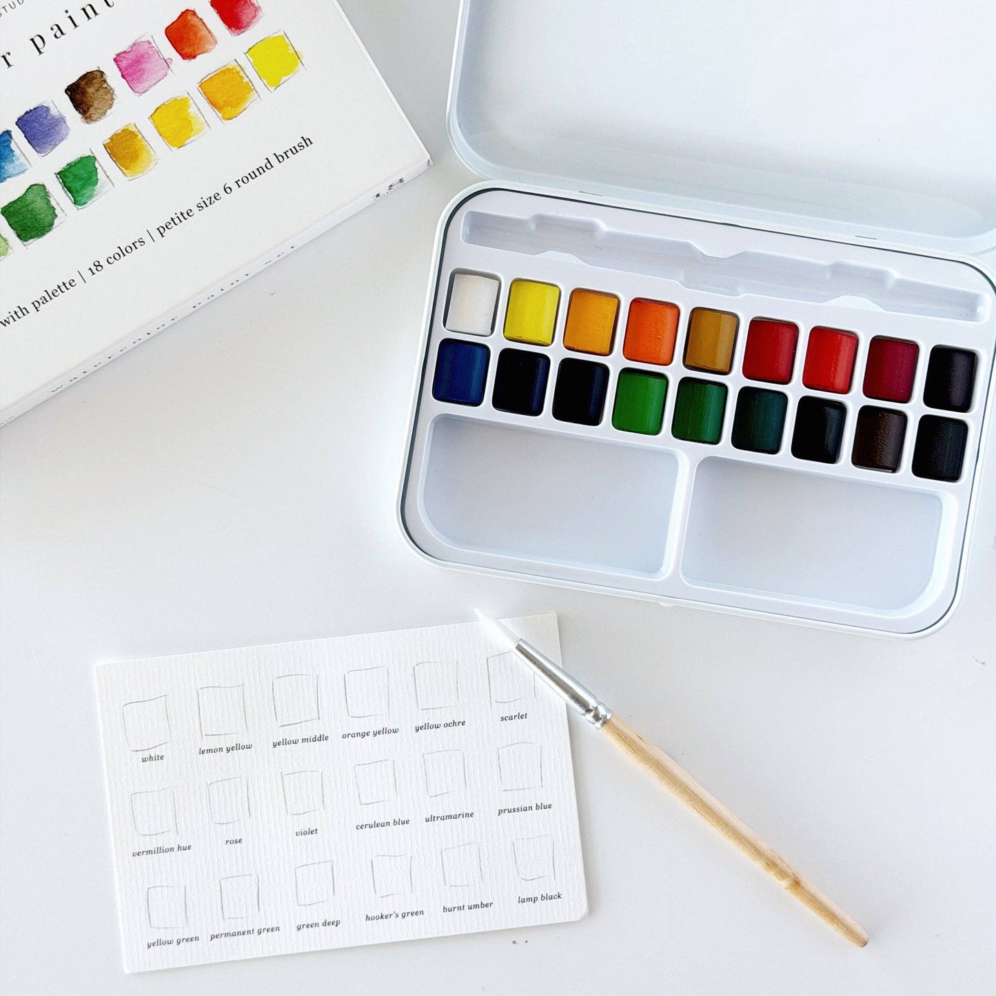 Watercolor Set - 18 Colors with Brush