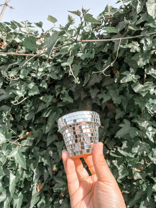 Mini 2.3 Inch Disco Planter Pot - Silver