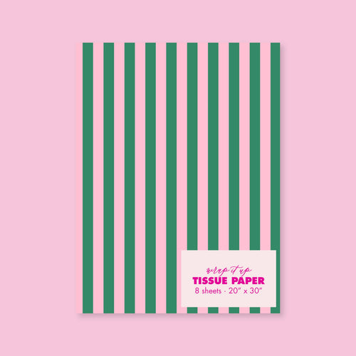 Green/Pink Stripe Tissue Paper