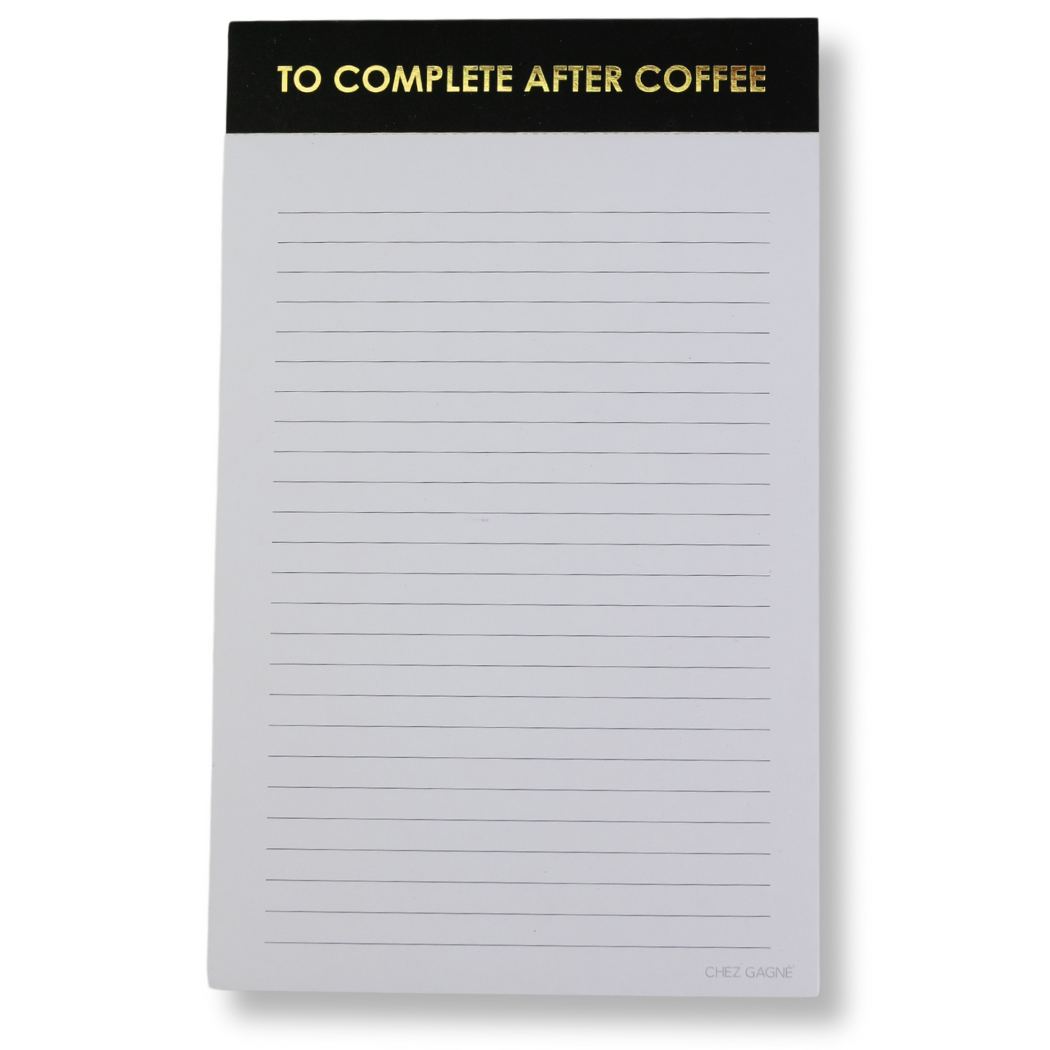 To Complete After Coffee - Lined Notepad - Perforated Sheets - Black