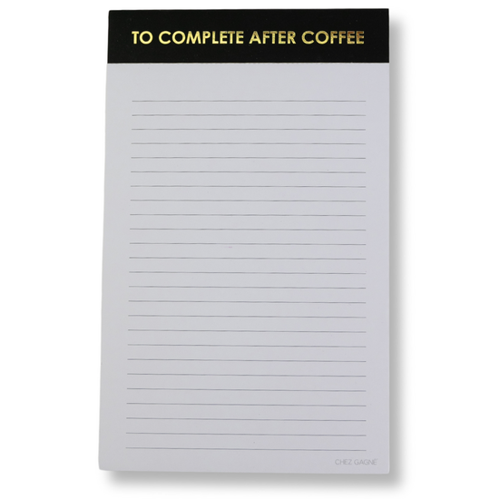 To Complete After Coffee - Lined Notepad - Perforated Sheets - Black