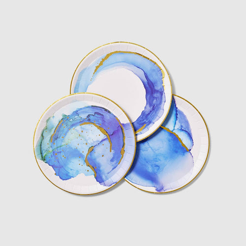 Ocean Watercolor Large Plates - 10 Ct.