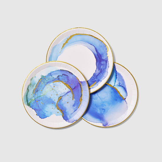 Ocean Watercolor Large Plates - 10 Ct.