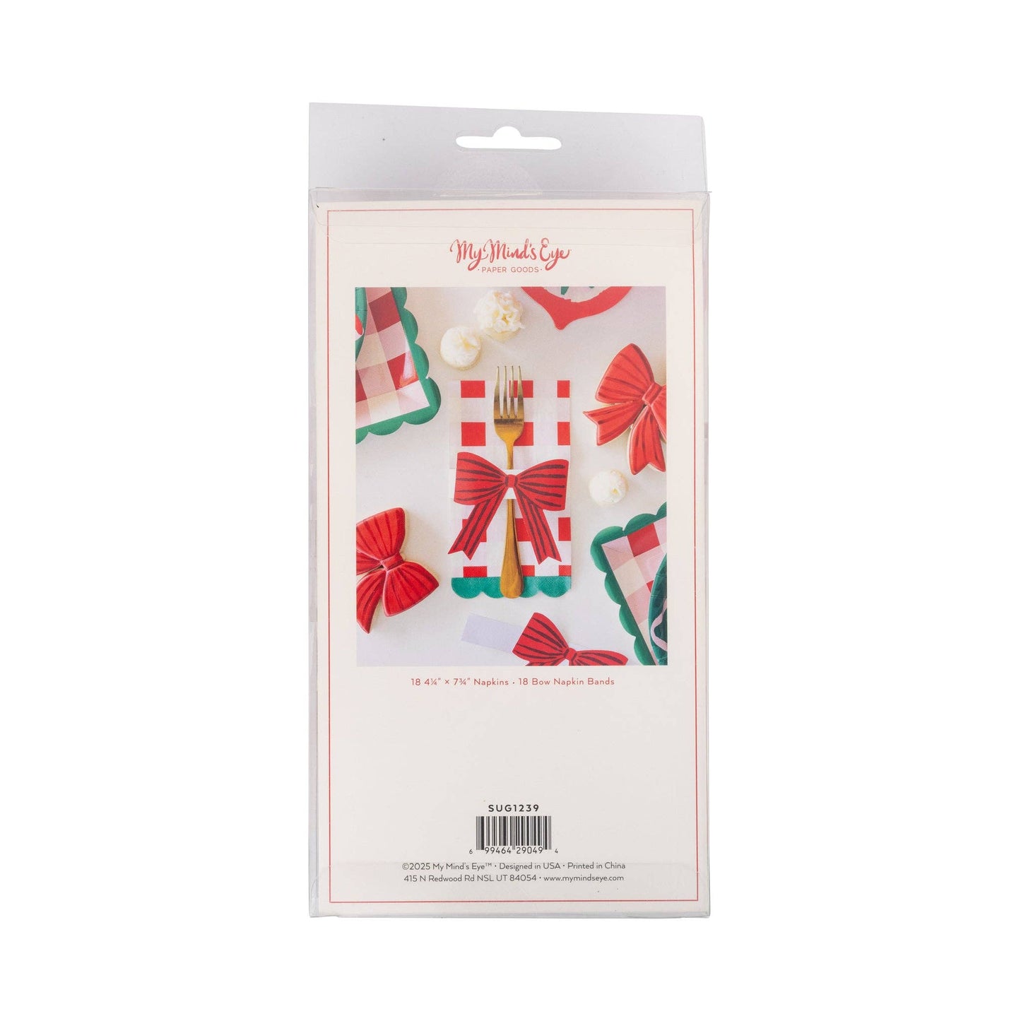 Plaid Napkins with Bow Paper Rings