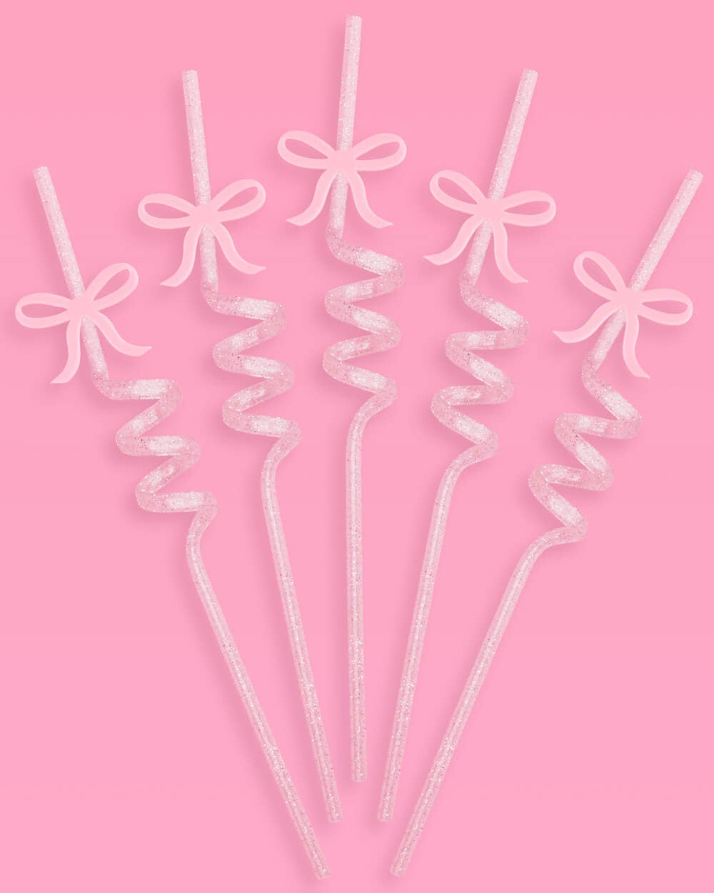 Pink Bow Straws - 16 Reusable Straws