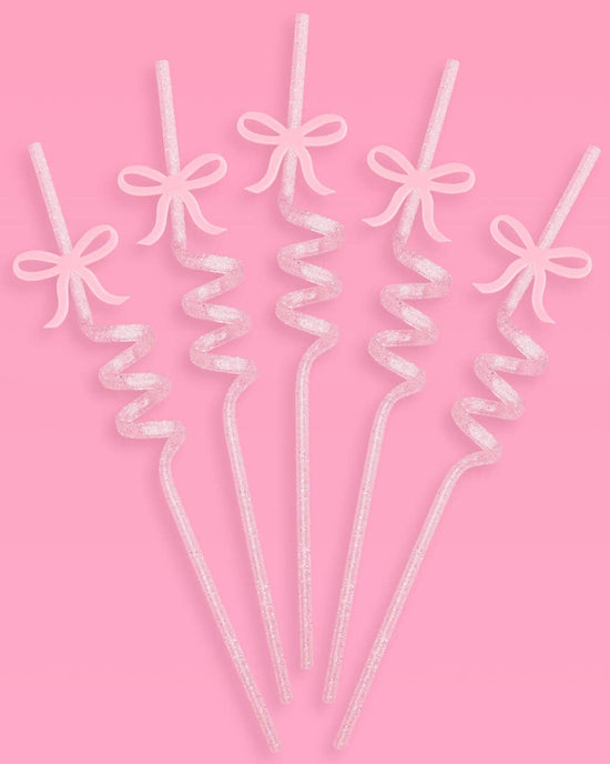 Pink Bow Straws - 16 Reusable Straws