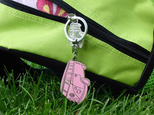 VW Bus Enamel Key Ring - Pink