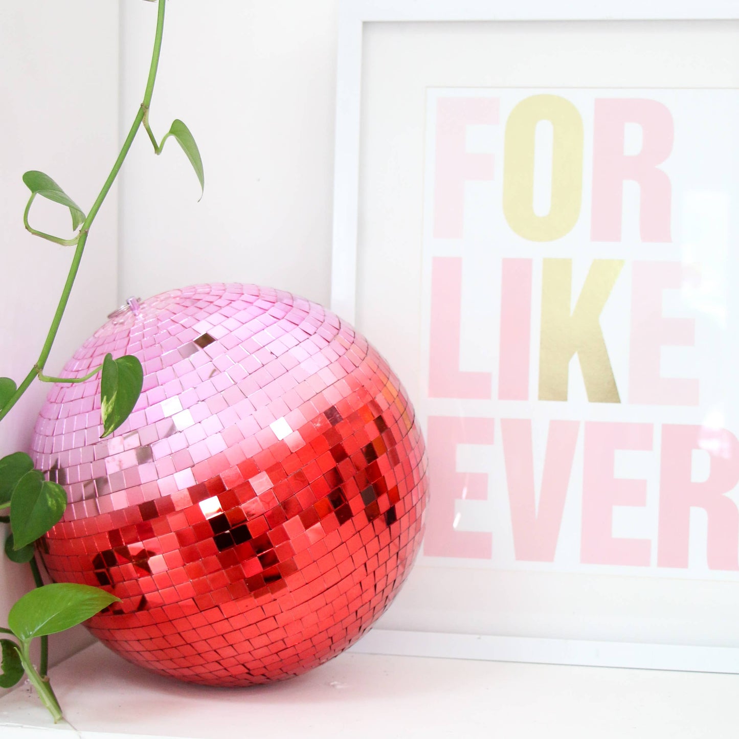 Light Pink and Red Ombre 12" Disco Ball