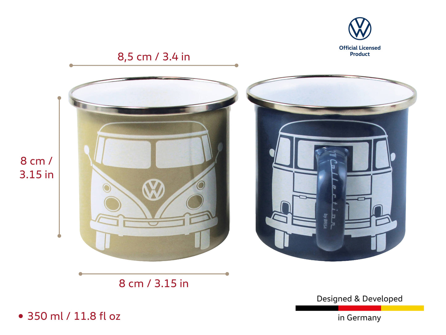 VW Bus Enamel Mug 2-pc Set