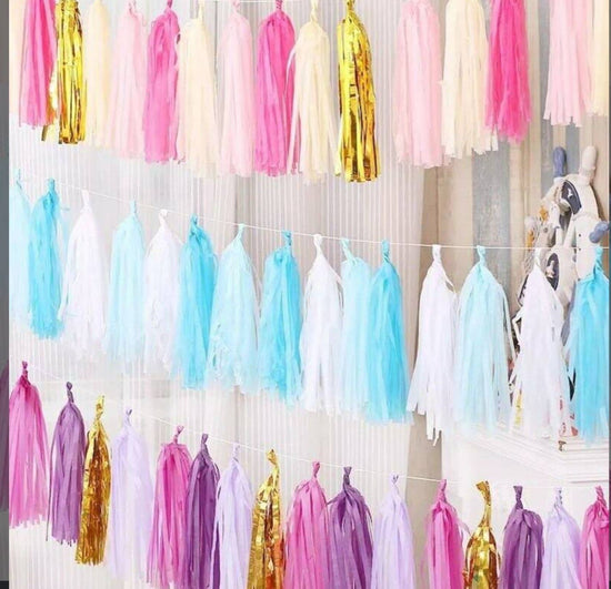 Tissue Paper Tassel - Pacific Blue