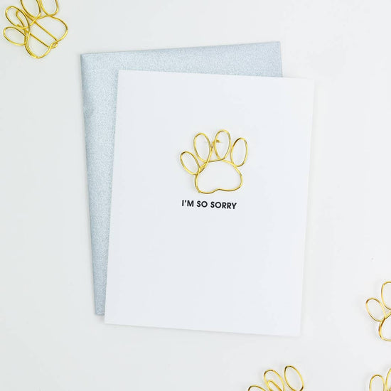 I Am So Sorry - Sympathy Paw Print Paper Clip Card