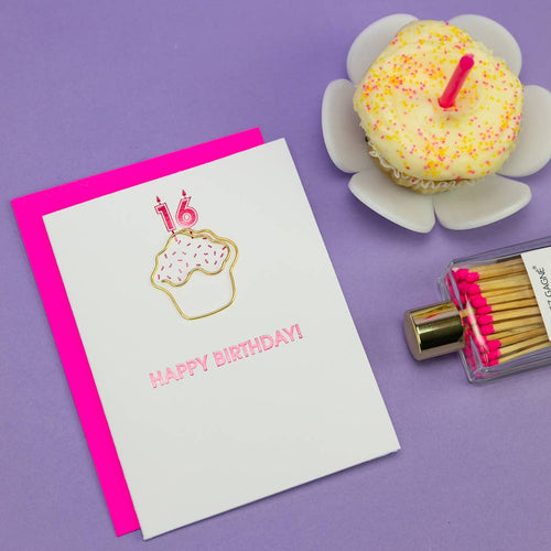 Happy Birthday 16 Milestone Paperclip Card