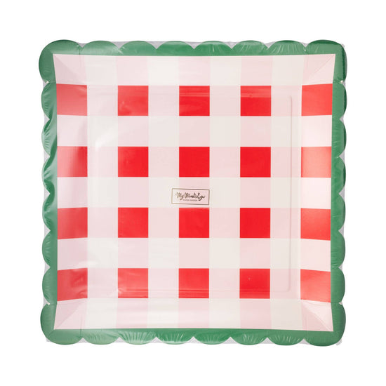 Plaid Scalloped Edge Plates
