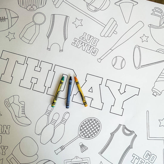 Sports Coloring Table Runner - Happy Birthday