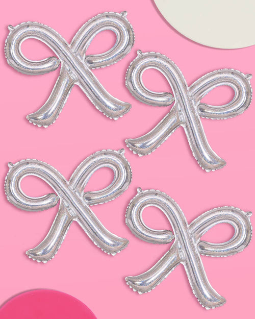 Shimmer Bow Foil Balloons - 4 Pack - No Helium