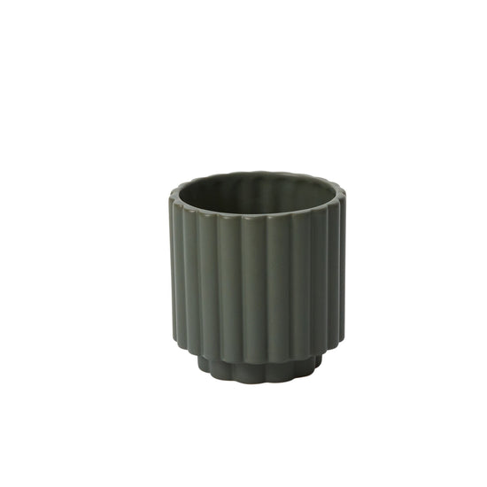 Green Fluted Planter Pot