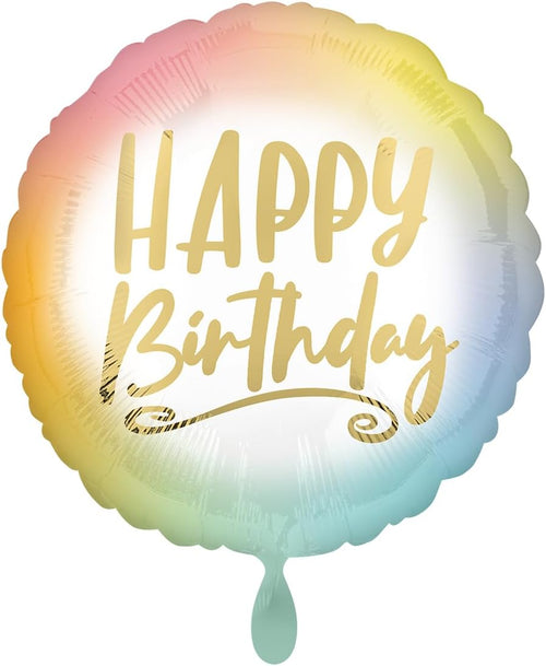 Ombre + Gold Happy Birthday Foil Balloon