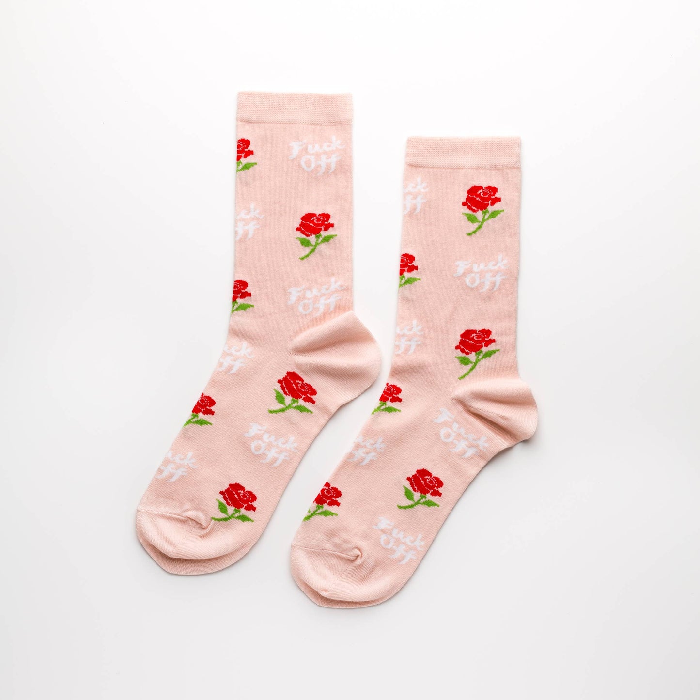 F*ck Off Rose Crew Flower Socks - Small/Women's - Swear Word