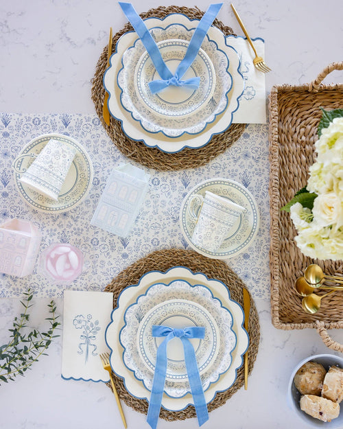 Pembroke Cream with Blue Edge 12" Paper Plates