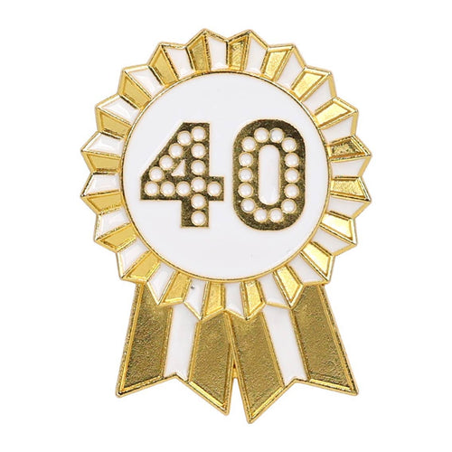 Gold Enamel Milestone Birthday Pin Badge