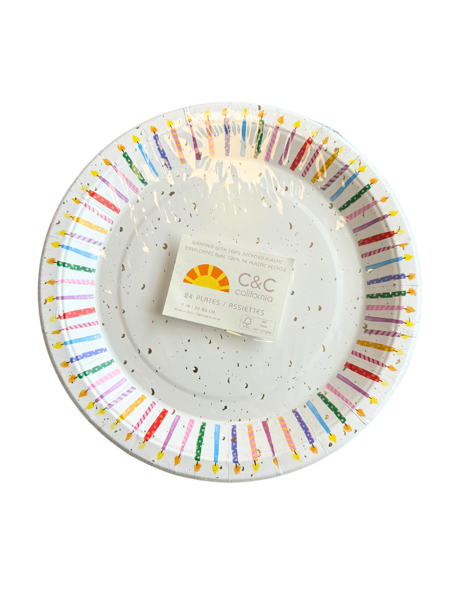 Rainbow candle plate 24pk