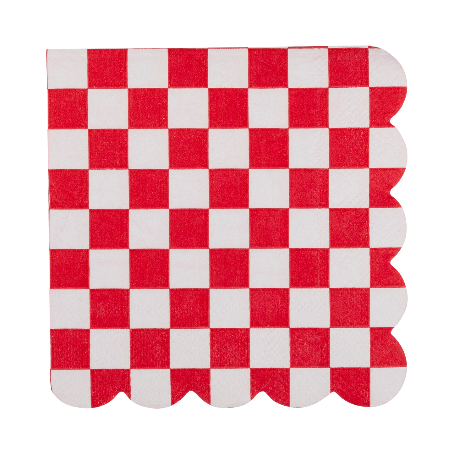 Red Checkerboard Scallop Cocktail Napkins