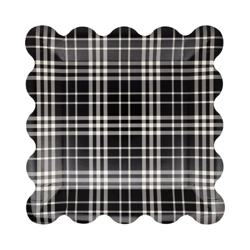 FAL1243 - Falloween Plaid Scalloped Square Paper Plate
