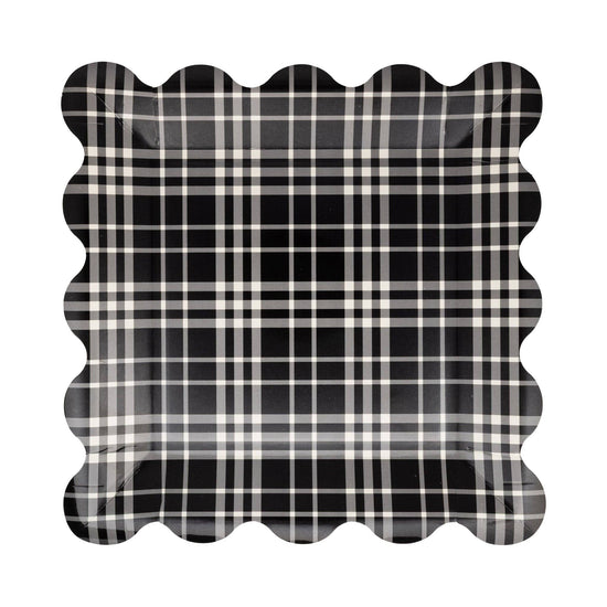 FAL1243 - Falloween Plaid Scalloped Square Paper Plate