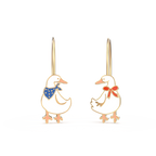 Duck Earrings - Gold Statement Jewelry - Animal Lover Gift