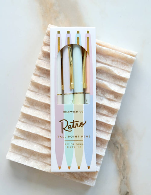 Retro Pen Set of Four - Pastel Rainbow