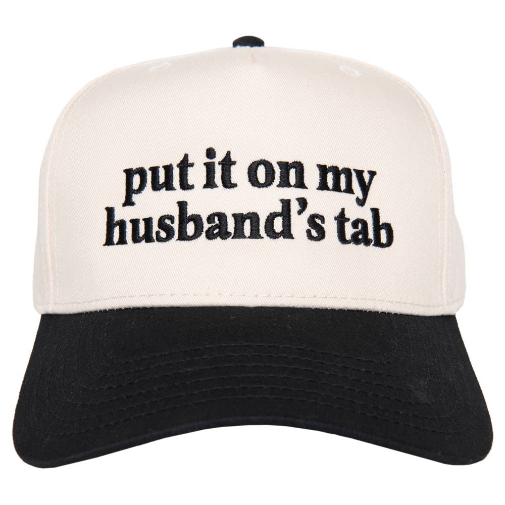 Put It On My Husband's Tab Vintage Style Hat - Black