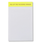 All Of The Fucking Things - Lined Notepad - Perforated Sheets - Bright Yellow