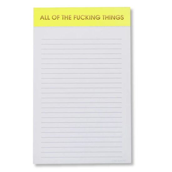 All Of The Fucking Things - Lined Notepad - Perforated Sheets - Bright Yellow
