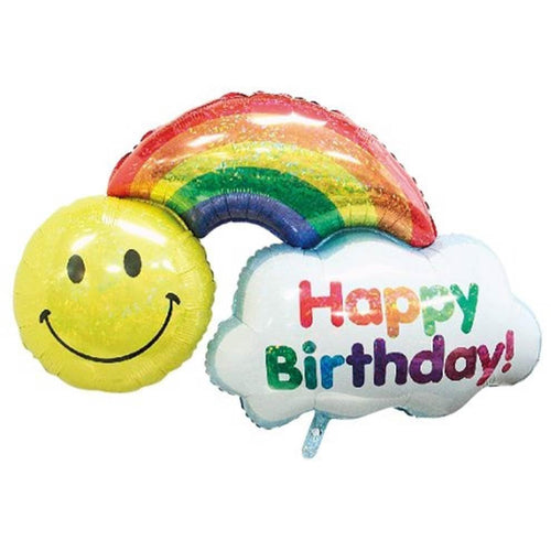 Rainbow Smiley HBD Foil Balloon