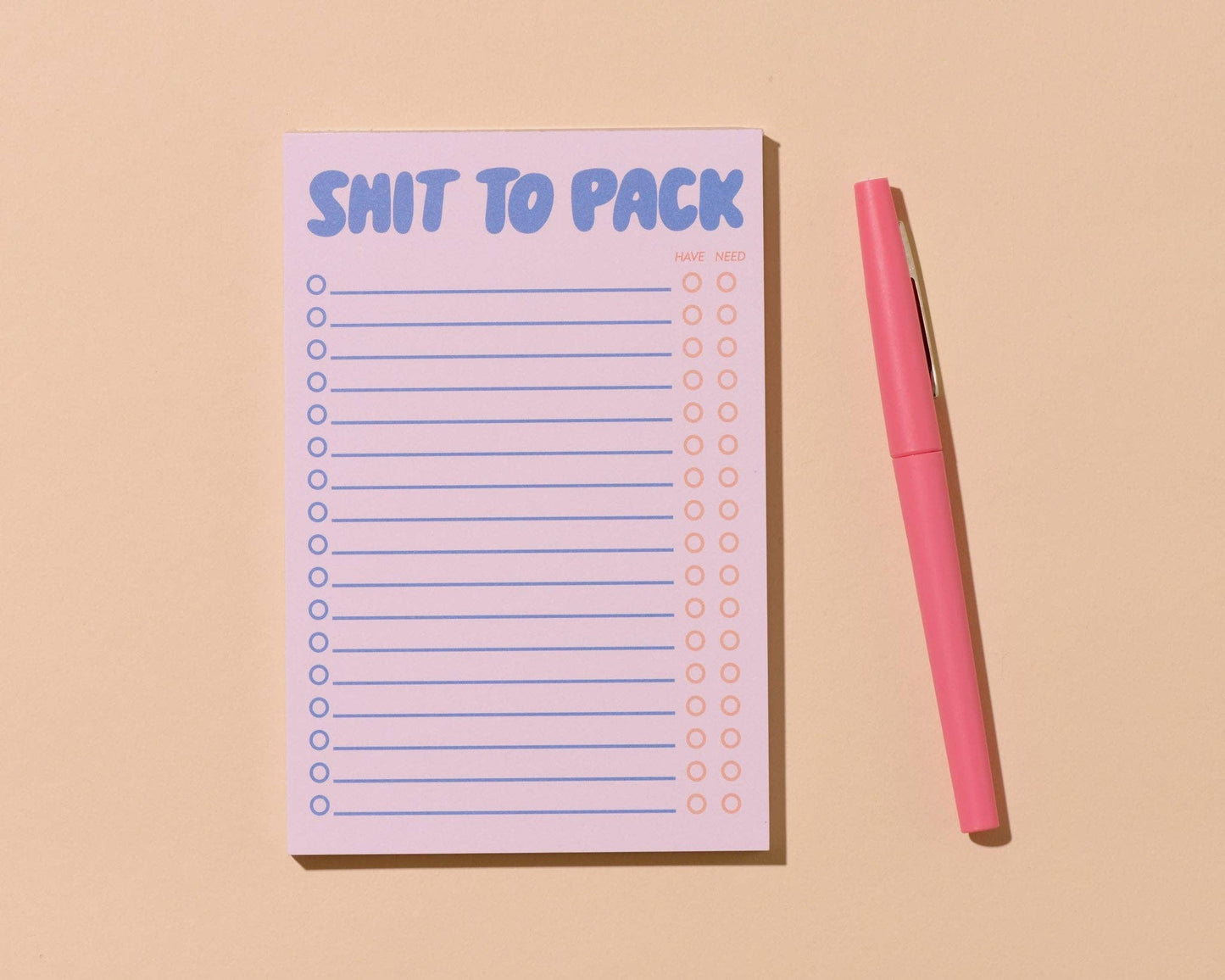 Shit To Pack 50 Page Notepad