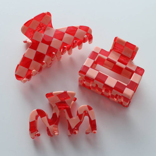 Checkmate Medium Assorted Claw Clips - Red