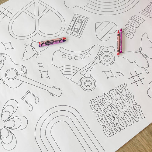 Groovy Coloring Table Runner - Happy Birthday