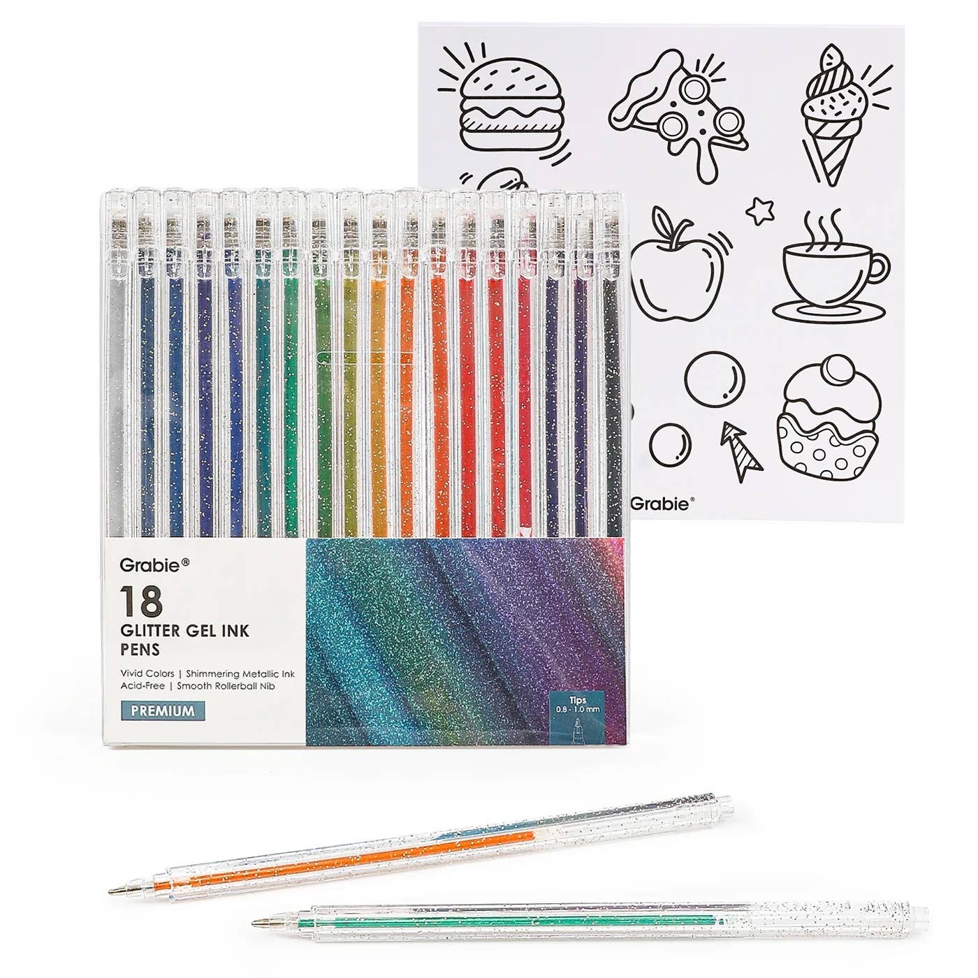 Iridescent Glitter Gel Pen Set of 18
