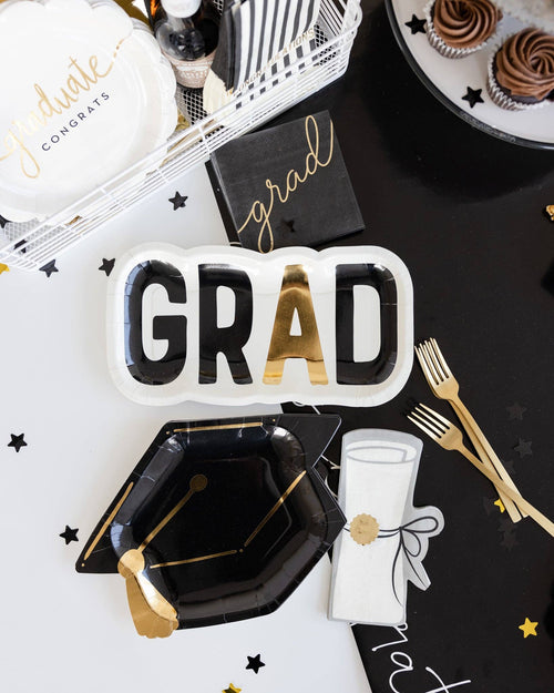 Graduation Cap Shaped Plates - 8 ct.