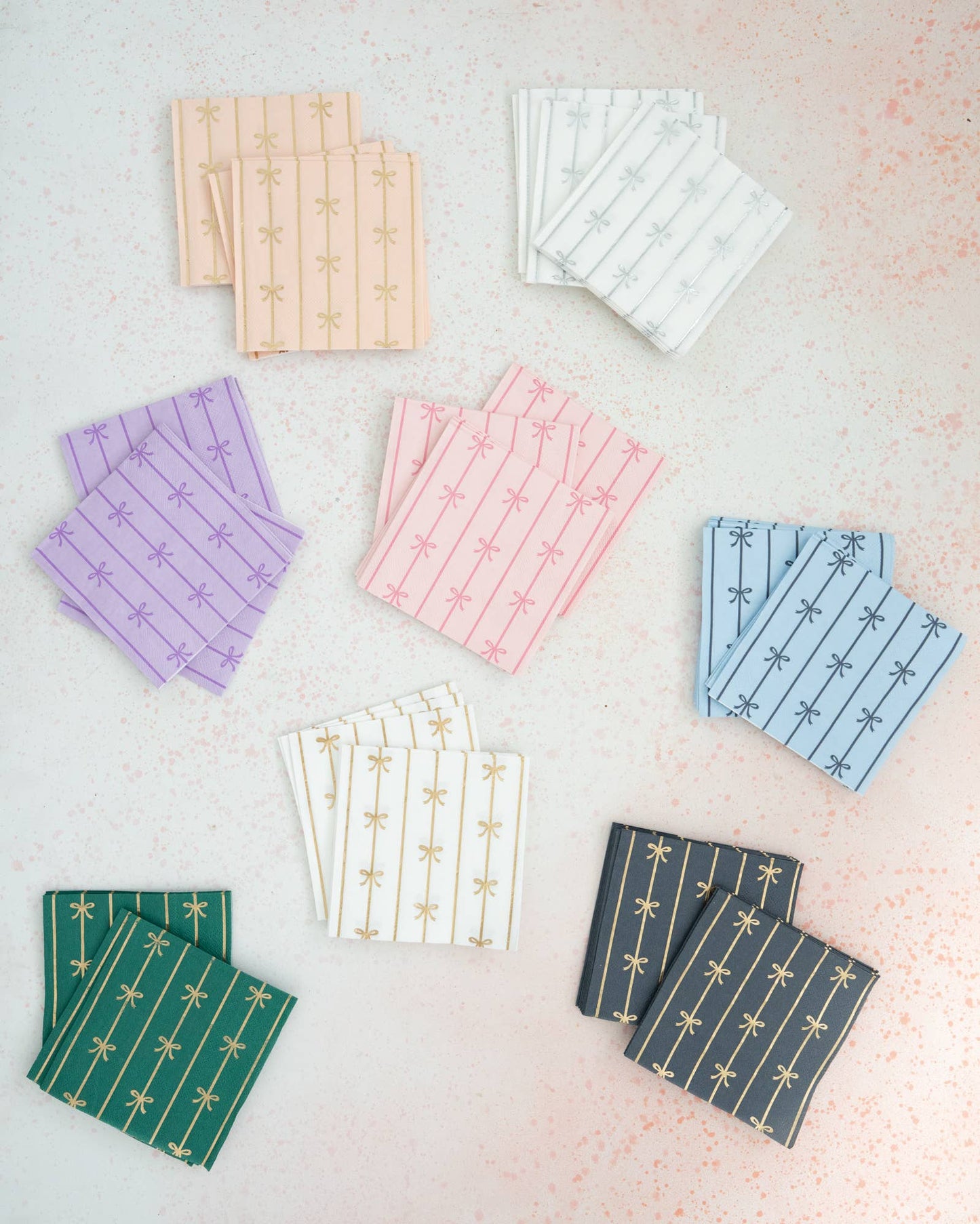 White Gold Foil Bow Napkins