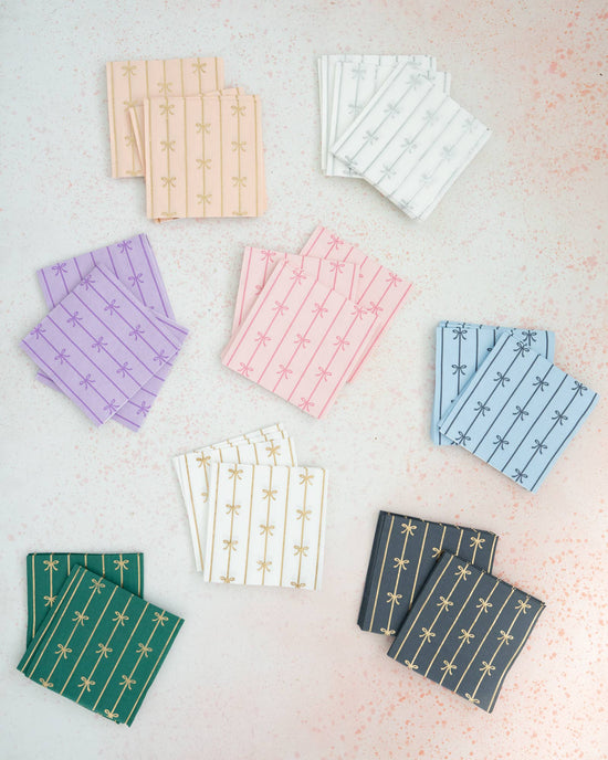 White Gold Foil Bow Napkins