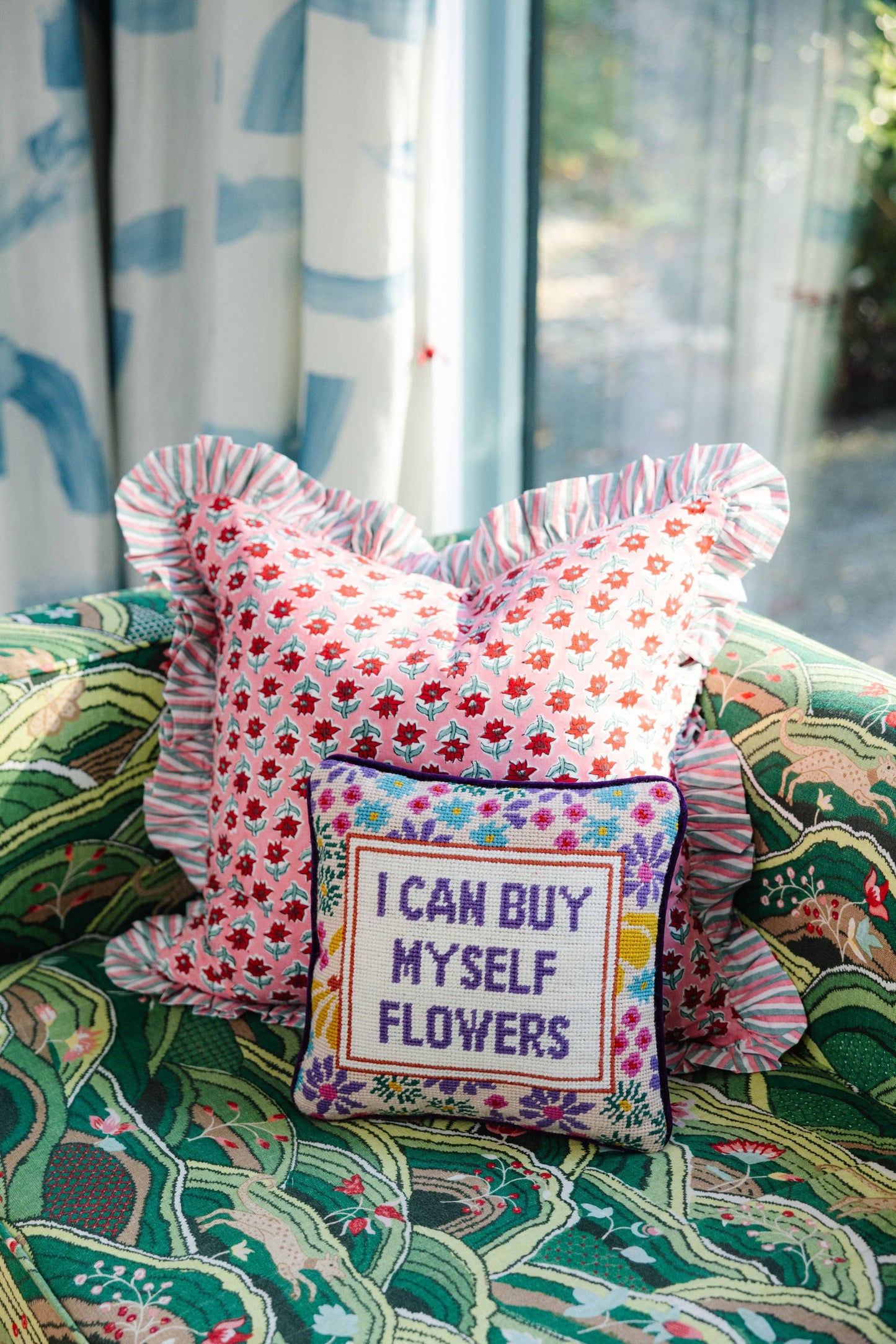 I Can Buy Myself Flowers Needlepoint Pillow