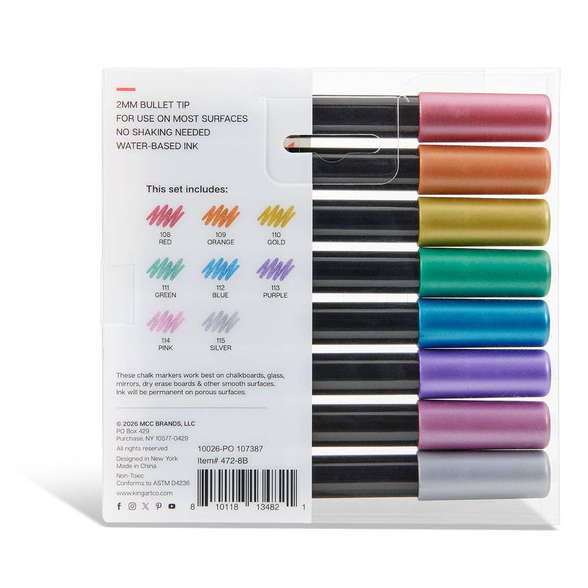 Chalk Markers – Metallic Palette, 8 Colors
