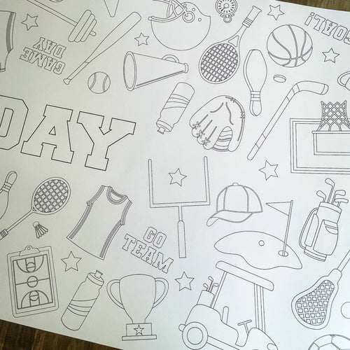 Sports Coloring Table Runner - Happy Birthday