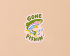 Gone Fishin' Vinyl Trout Sticker - Fish, Summer, Fisherman -Made in USA