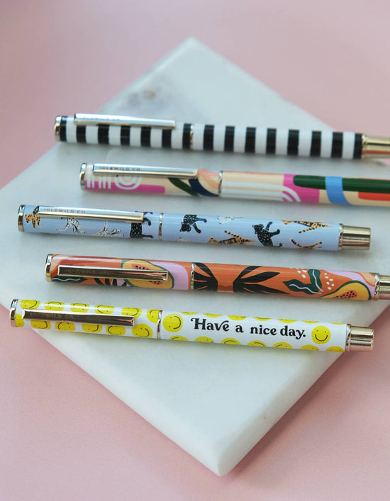 Black & White Stripe Rollerball Luxe Pen