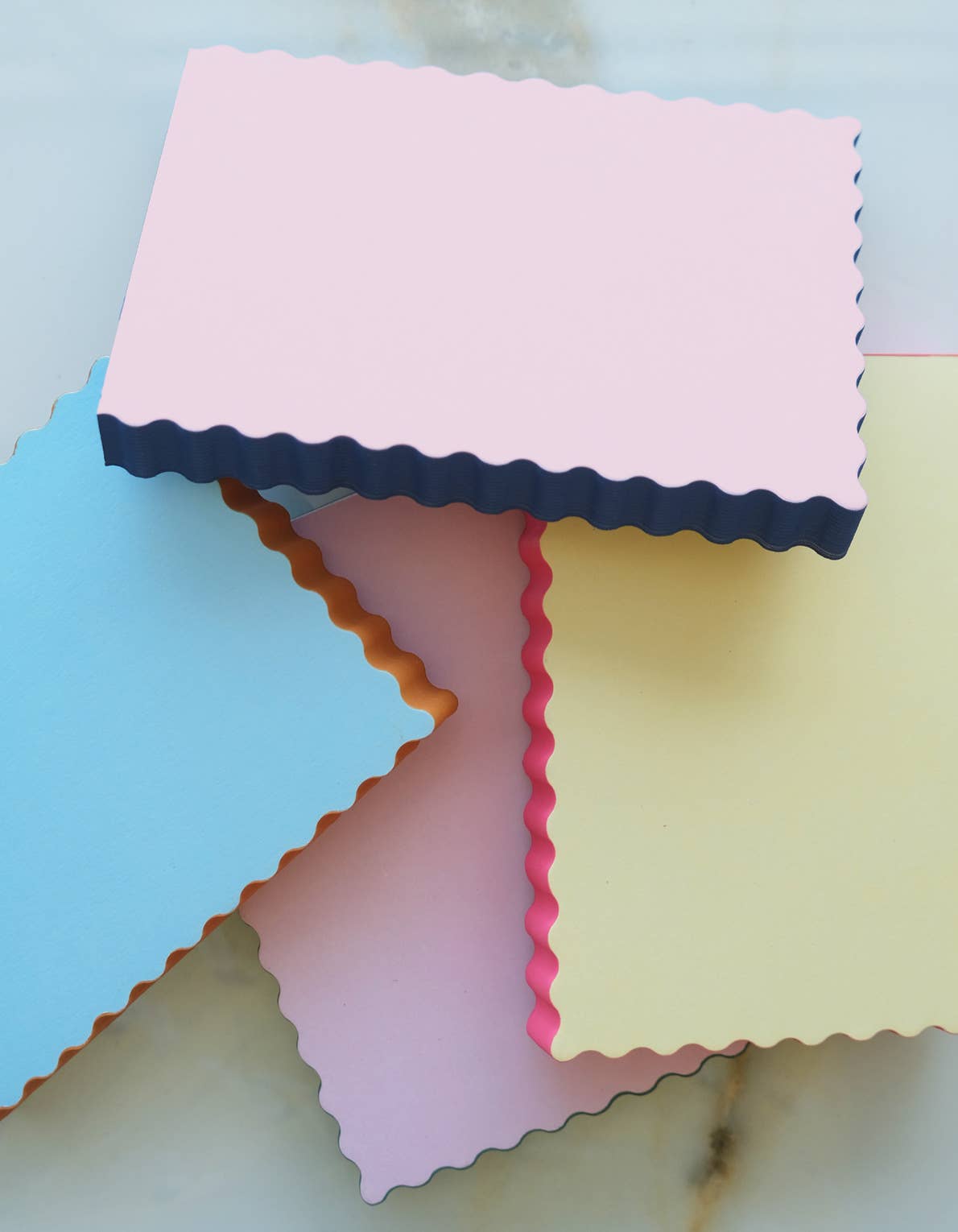 Mini Wave Shaped Notepad - Pink + Evergreen Edge