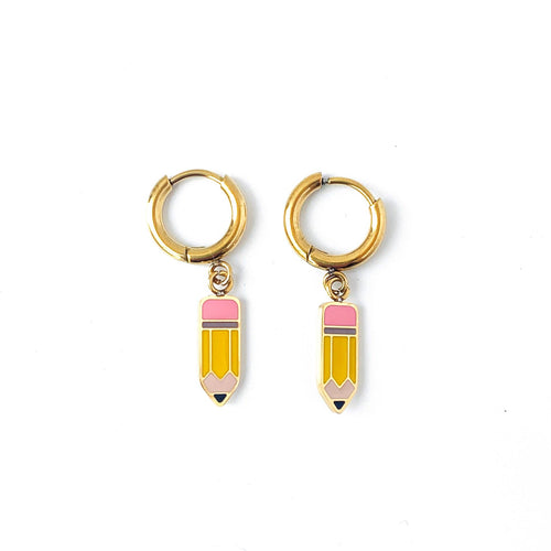 Pencil Huggie Hoop Earrings