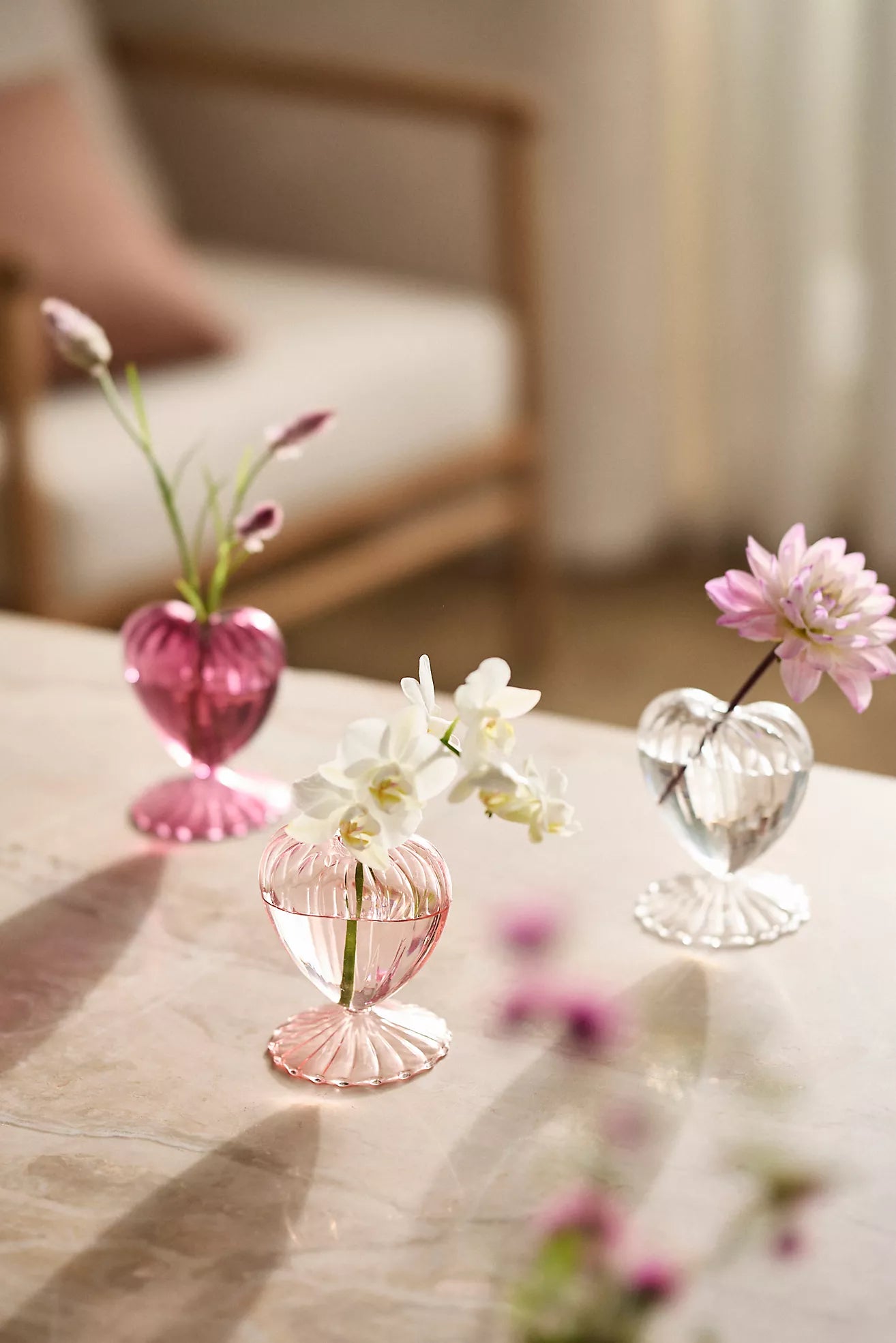 Light Pink Heart Glass Vase